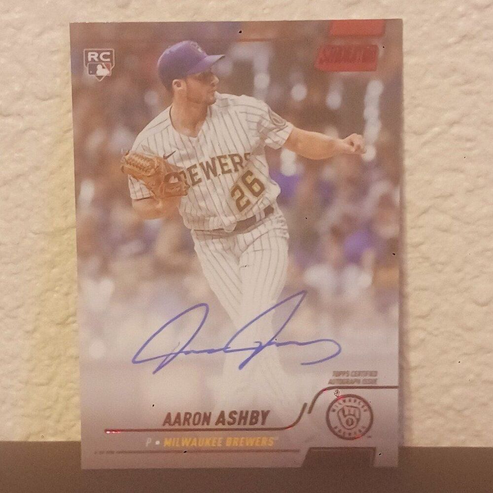 2022 TOPPS STADIUM CLUB RED AARON ASHBY AUTOGRAPH ROOKIE CARD #SCBA-AA 15/50